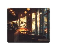 Morning Coffee Shop Non-Slip Mouse Pad Seven by Nine Inch Horizontal Design for Office Gaming and Laptop Use