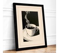 Morning Cup Minimalist Framed Wall Art Print A1 (84.1×59.4cm) Black, Wall Decor for Living Room, Bedroom, Office & Home, Ready to Hang, Art Gift