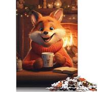 Morning Cute Fox Christmas Jigsaw Puzzles Puzzles for Adults Kids. 1000 Pieces Great Gifts Challenge Toy Educational Games Home Decoration for Educational Games Gifts 1000pcs (75x50cm)
