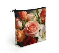 Morning Dew And Flame Makeup Bag with Sturdy Zipper，Linen Material Storage Bag,Large Capacity And Multi-Purpose Cosmetic Bag for Daily Life, Travel, Outings, Business Trips And Other Occasions