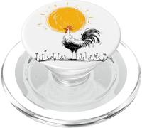 Morning Farm Rooster Crowing Sun Sketch PopSockets PopGrip for MagSafe