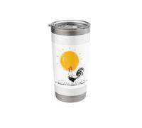 Morning Farm Rooster Crowing Sun Sketch Stainless Steel Insulated Tumbler