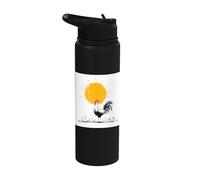 Morning Farm Rooster Crowing Sun Sketch Stainless Steel Insulated Water Bottle