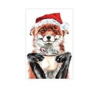 Morning Fox Christmas Canvas Poster Bedroom Decor Landscape Office Room Decor Gift Unframe-style 12x18inch(30x45cm)