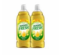 Morning Fresh Lemon Fresh Dish Washing Liquid, Mega Value Pack, 675ml, 2 Bottles, Powerful Grease Cutting with Sparklex