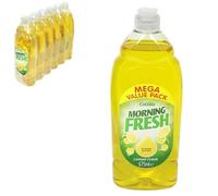 Morning Fresh Lemon Washing Up Liquid, 675ml, 6 Pack, Powerful Grease Cutting with Sparklex