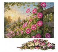 Morning Glories on A Wooden Cross Wooden Jigsaw Puzzle for Adults | Colour and shape sorting - a simple way to organise the image alone or together.
