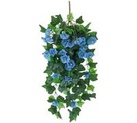 Morning Glory Artificial Trumpet Flower Vine With Construction For Long Term Use In Various Decor Applications(Blue)