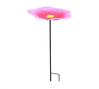 Morning Glory Bird Bath Bowl,Bird Bath and Feeder for Outside,Metal Flower Birdbath Bowl Pedestal for Outdoors,Stake Metal Purple Flower Bird Feeder Tray,Small Bird Feeders for Garden Yard Decor