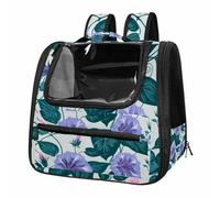 Morning Glory Blossoms Pattern Pet Backpack Carrier, Breathable Mesh Bag for Small Dogs & Cats Outdoor Use