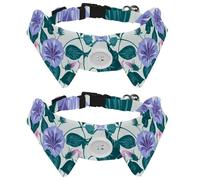 Morning Glory Blossoms Pattern Pet Bow Tie Collar, Adjustable Soft Waterproof Collar for Cats & Dogs
