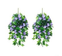 Morning Glory Faux Vine Set for Rattan Basket Wall Display Adding Natural Texture to Interior Exterior Decor Without Maintenance Needs (B)