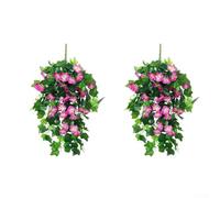 Morning Glory Faux Vine Set for Rattan Basket Wall Display Adding Natural Texture to Interior Exterior Decor Without Maintenance Needs (F)