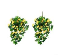 Morning Glory Faux Vine Set for Rattan Basket Wall Display Adding Natural Texture to Interior Exterior Decor Without Maintenance Needs (D)