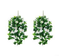 Morning Glory Faux Vine Set for Rattan Basket Wall Display Adding Natural Texture to Interior Exterior Decor Without Maintenance Needs (E)