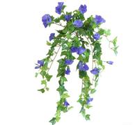 Morning Glory Flower Hanging Basket Decor Perfect for Adding a Touch of Nature to Your Home, Garden, and Balcony (Blue)