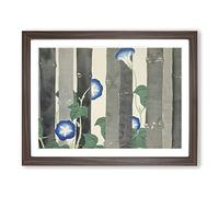 Morning Glory Flowers By Kamisaka Sekka Asian Painting Framed Print | A3 Walnut Framed Wall Art | Ready to Hang | Asian Floral Picture | Living Room Bedroom Lounge Office
