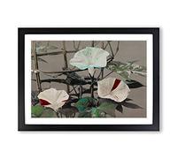 Morning Glory Flowers by Kazumasa Ogawa Framed Print | A2 Black Framed Wall Art | Ready to Hang | Modern Floral Picture | Living Room Bedroom Lounge Office