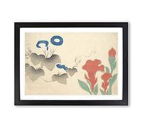 Morning Glory Flowers by Ogata Korin Framed Print | A2 Black Framed Wall Art | Ready to Hang | Modern Floral Picture | Living Room Bedroom Lounge Office