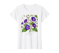 Morning Glory Plant Illustration Ipomoea purpurea Value Graphic T-Shirt, Women, White, S