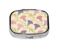 Morning Glory Print Pill Box, Compact Pill Organizer with Full-Print Design for Travel and Daily Use