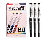 Morning Glory Pro Mach Roller Ball Pen (12 pcs, 6 pcs) 0.38 mm Fine Point Tip (Black (12 pcs)) New Upgrade Model