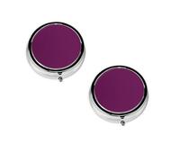 Morning Glory Purple Print Pill Box, Round Pill Organizer, 3 Compartment Small Pill Case for Purse & Pocket, Portable Medicine Box, Travel Pill Case
