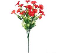 Morning Glory Simulation Floral Bundle with 7 Stems for Coordinating With Existing Greenery in Living Room Dining Room and Studio Sets (Red)