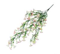 Morning Glory Simulation Hanging Flower with Eucalyptus Greens for Door Arch Window Wall Decoration Long Lasting Outdoor Design (Pink)