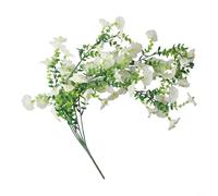 Morning Glory Simulation Hanging Flower with Eucalyptus Greens for Door Arch Window Wall Decoration Long Lasting Outdoor Design (white)