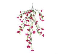 Morning Glory Simulation Hanging Flower with Eucalyptus Greens for Door Arch Window Wall Decoration Long Lasting Outdoor Design (rose red)