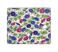 Morning Glory Small Mouse Pad, Floral Natural Leaves Vines Spring Blue Square Rubber Smooth Stitched Edge Cloth Mousepad Desk Decor for Office Home Dorm Laptop Square 8x10 Inch