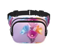 morning glory Square double - layer fanny pack with adjustable shoulder strap - travelling fanny pack - perfect for outdoor sports, Black, One Size