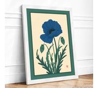 Morning Glory Study Japandi Framed Wall Art Print A2 (59.4×42cm) White, Wall Decor for Living Room, Bedroom, Office & Home, Ready to Hang, Art Gift