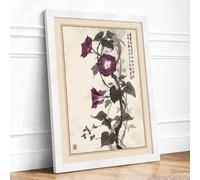 Morning Glory Study Japandi Framed Wall Art Print A2 (59.4×42cm) White, Wall Decor for Living Room, Bedroom, Office & Home, Ready to Hang, Art Gift