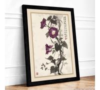 Morning Glory Study Japandi Framed Wall Art Print A3 (42×29.7cm) Black, Wall Decor for Living Room, Bedroom, Office & Home, Ready to Hang, Art Gift