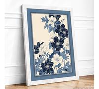 Morning Glory Vines Botanical Framed Wall Art Print A2 (59.4×42cm) White, Wall Decor for Living Room, Bedroom, Office & Home, Ready to Hang, Art Gift