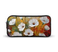 Morning Glory White Flowers Oil Paintings Pencil Case Durable Pen Pouch Organizer Portable Stationery Pen Bag Makeup Bag
