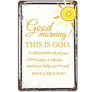 Morning God Is Watching Over You Retro Plaque Pub 8 X 12 in