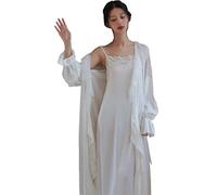 Morning Gown Bride Summer Thin Ice Silk Pures Lust Style Suspender Wpajamas (color : D Size S) (d Xl) Medium)