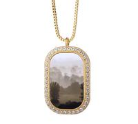 morning grassland fog sun Necklace Pendant Diamond Crystal Golden Jewelry
