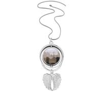 morning grassland fog sun Pendant Angel Wings Rotating Necklace Jewelry