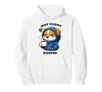 Morning grouch, bad-tempered dog with coffee Pullover Hoodie