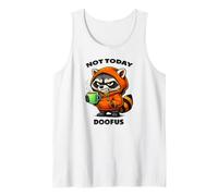 Morning Grouch, Bad-Tempered Raccoon with Coffee Tank Top