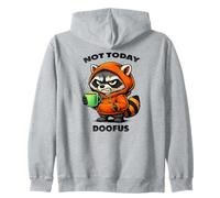 Morning grouch, bad-tempered raccoon with coffee Zip Hoodie