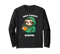 Morning Grouch, Bad-Tempered Sloth with Coffee Long Sleeve T-Shirt