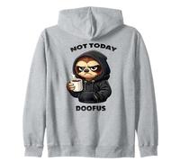 Morning grouch, bad-tempered sloth with coffee Zip Hoodie
