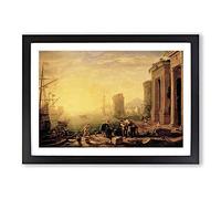 Morning in The Harbour by Claude Lorrain Framed Wall Art Print A2 Black