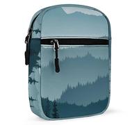 Morning in the Seamless Mountains with Trees Dark Blue Pattern Adjustable Fanny Waist Pack Pouch, Waterproof Crossbody Runners Bag Wallet for Gym Hiking Fitness Women Men 6.1 x 2.2 x 7.9 inch