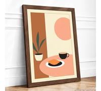 Morning Light Minimalist Framed Wall Art Print A2 (59.4×42cm) Walnut, Wall Decor for Living Room, Bedroom, Office & Home, Ready to Hang, Art Gift